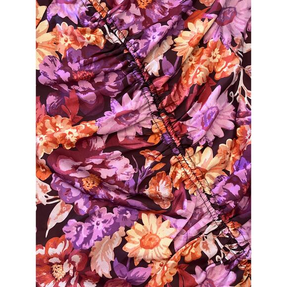 En Saison Giselle Dress Size Small Floral Mini Satin Purple Orange Party Wedding - Picture 5 of 13